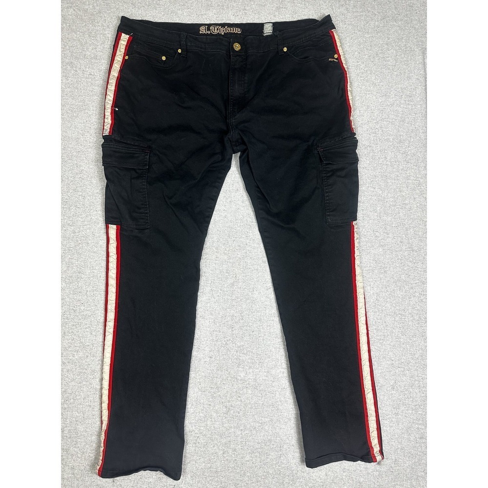 A Tiziano Pants Mens 46 ( SEE MEAS. IN PHOTOS) Slim Fit Cargo Stripe Side Casual